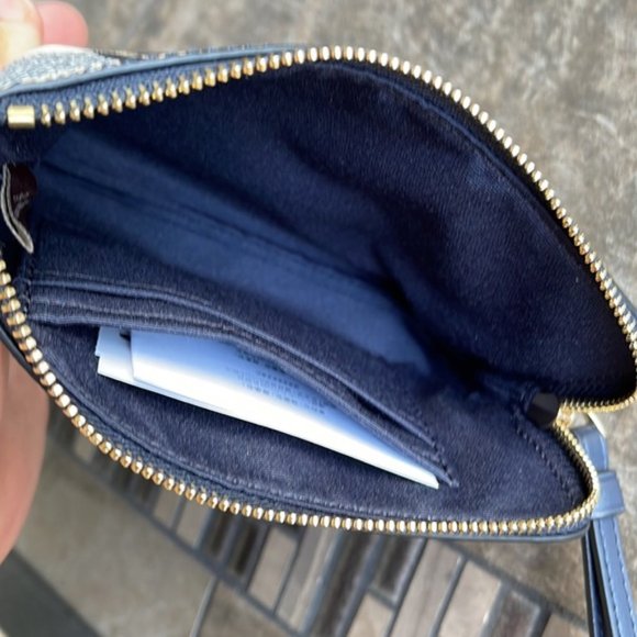 Coach Corner Zip Wristlet With Garden Plaid Print - Picture 3 of 15